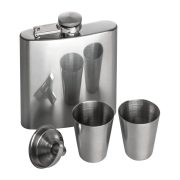 Stainless steel hip flask set