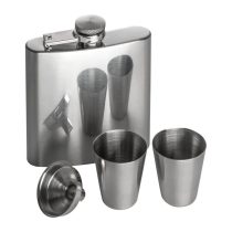Stainless steel hip flask set