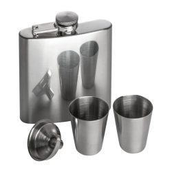 Stainless steel hip flask set