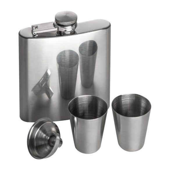 Stainless steel hip flask set
