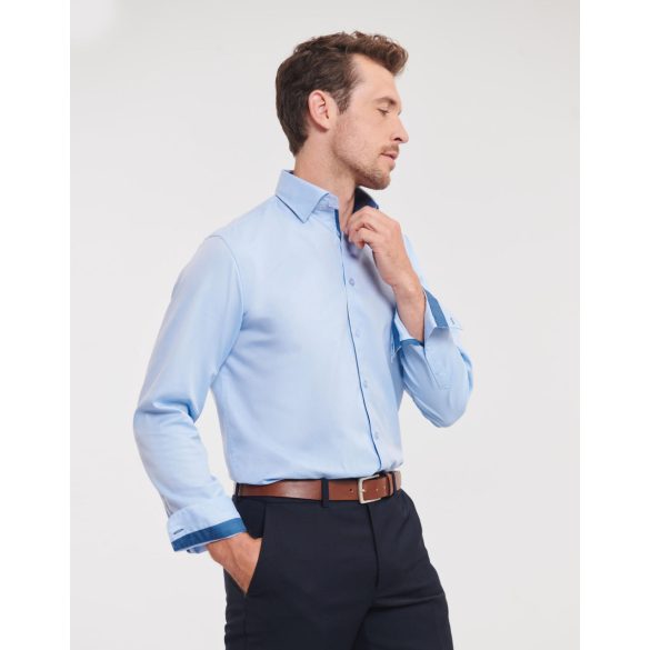 Men's LS Tailored Contrast Herringbone Shirt