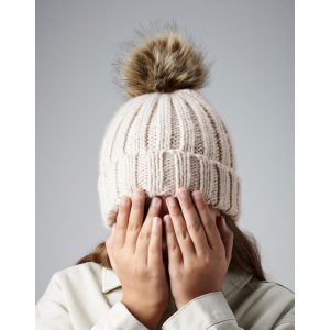 Junior Fur Pom Pom Chunky Beanie