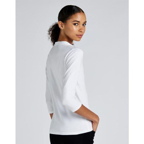 Regular Fit Mandarin Collar Top 3/4 Sleeve