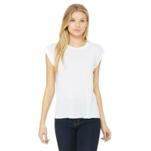 Women's Flowy Muscle Tee Rolled Cuff