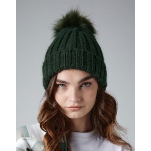 Verbier Fur Pop Pom Chunky Beanie