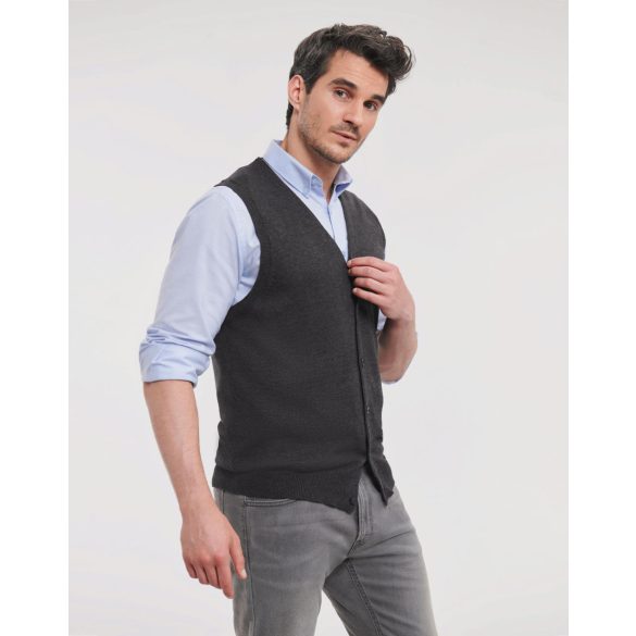 Men's V-Neck Sleeveless Knitted Cardigan