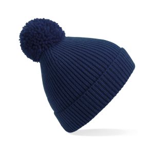 Engineered Knit Ribbed Pom Pom Beanie