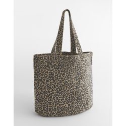 Geanta shopper din panza cu imprimeu tip leopard