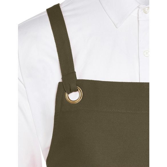 PROVENCE - Crossover Eyelets Bib Apron with Pocket