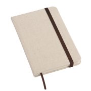   Notebook WRITER: in DIN A6 size with rounded corners: elastic strap to close and integrated bookmark, surface in a noble canvas look, 80 pages, lined, 70g/m˛