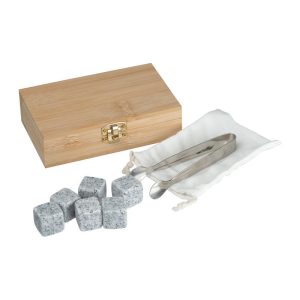 Set cuburi de granit in cutie bambus