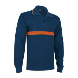 Long/Sleeve Poloshirt Server ORION NAVY BLUE-PARTY ORANGE S