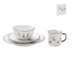 Set de 4 piese din ceramica, Stoneware, alb