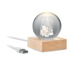 Glob cristal Craciun LED, Wood, lemn