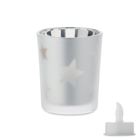 Lumanare tealight LED, Glass, argint mat