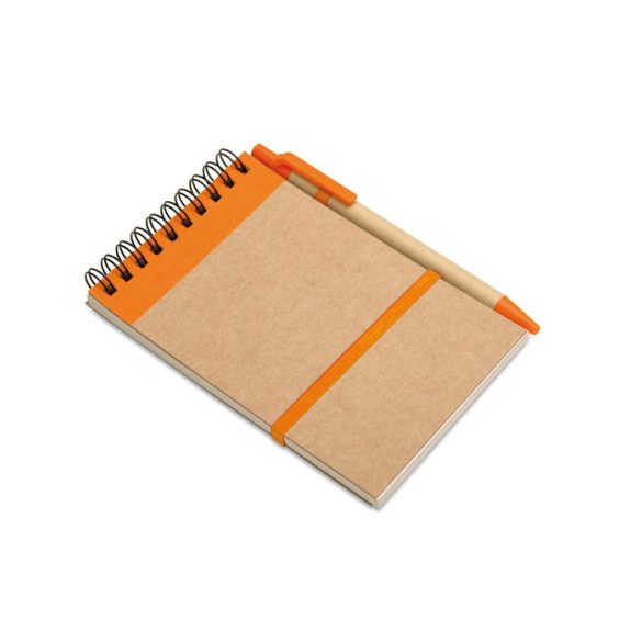 Bloc notes reciclat si pix, Paper, orange