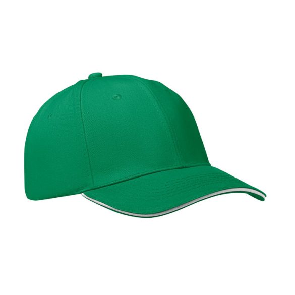 Sapca baseball 6 panele, Cotton, verde prairie/alb