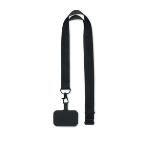 Lanyard suport de telefon, Polyester, black