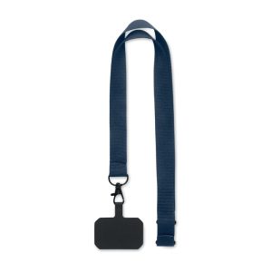 Lanyard suport de telefon, Polyester, albastru