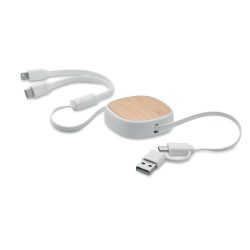 Cablu USB de incarcare retracta, ABS, white