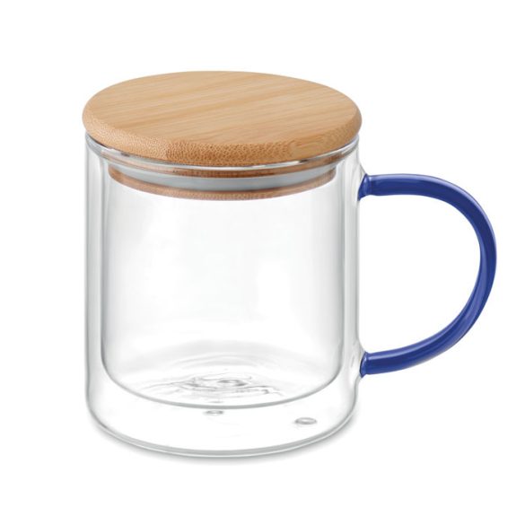 Cana borosilicat cu perete dubl, Glass, transparent blue