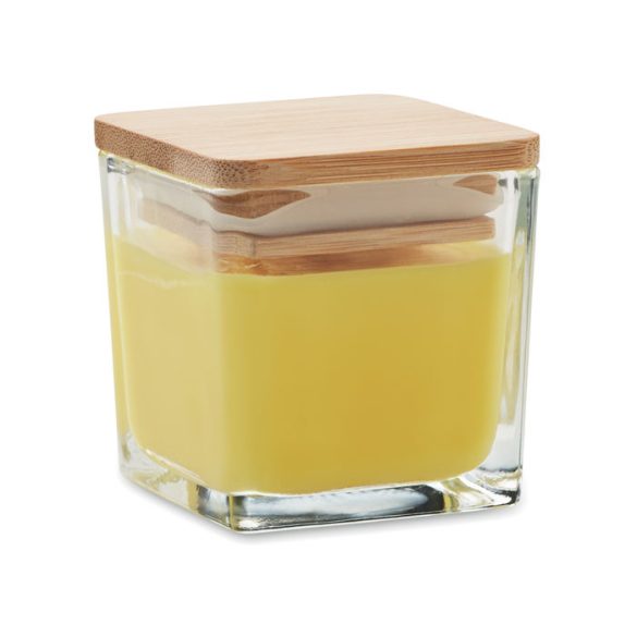 Lumanare parfumata patrata 50gr, Glass, yellow