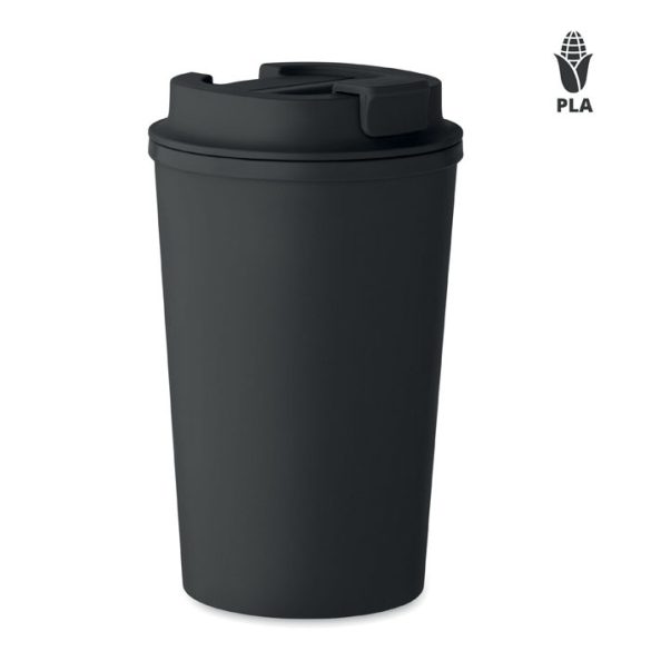 Pahar PLA perete dublu 350ml, Plastic, negru