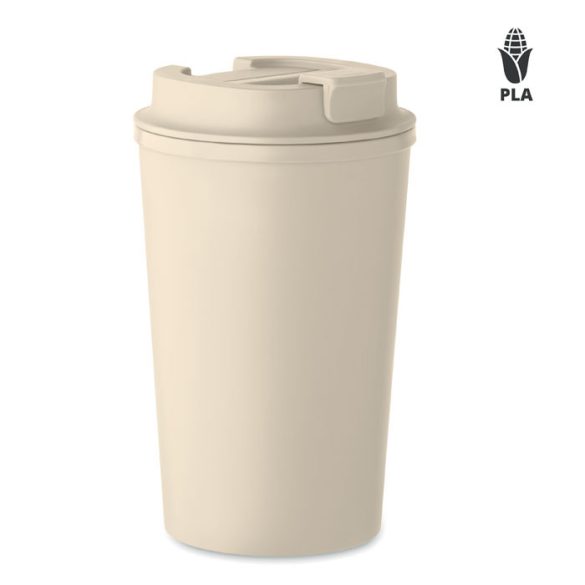 Pahar PLA perete dublu 350ml, Plastic, bej