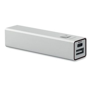 Power bank 2600 mAh, Aluminium, argint mat