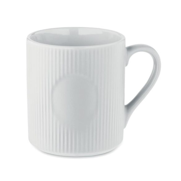 Cana ceramica mata cu nervuri 3, Stoneware, alb