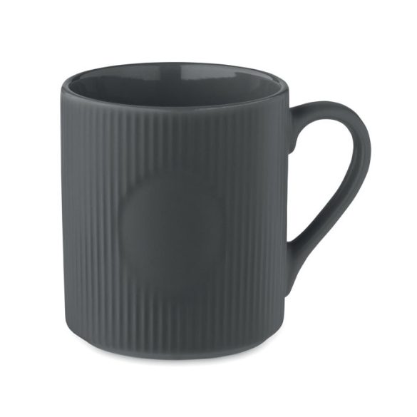 Cana ceramica mata cu nervuri 3, Stoneware, gri piatra