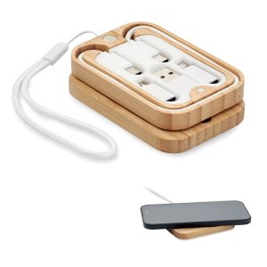 Incarcator wireless 15W din bam, Bamboo, lemn