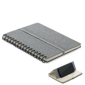 Notebook A5 cu suport pentru te, RPET, gri