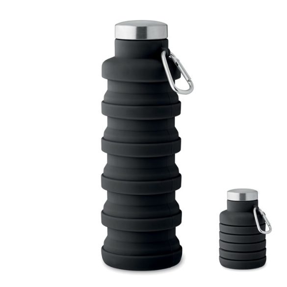 Sticla pliabila 500ml, Silicone, negru