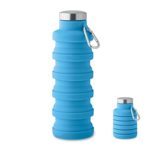 Sticla pliabila 500ml, Silicone, albastru copil