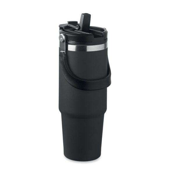 Pahar cu perete dublu 850 ml, Stainless steel, negru
