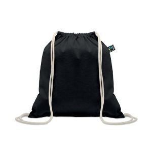 Rucsac cu snur Fairtrade 180gr, Cotton, negru