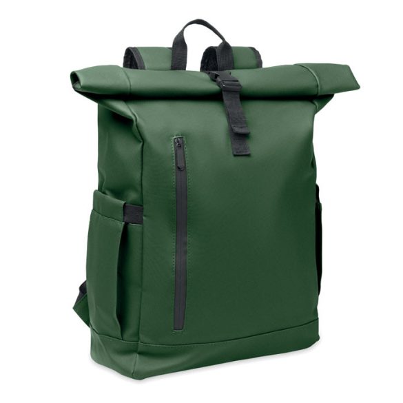 Rucsac rolltop pt laptop 600D, RPET, verde inchis