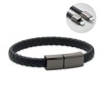 Bratara impletita cablu tip C, PU, negru
