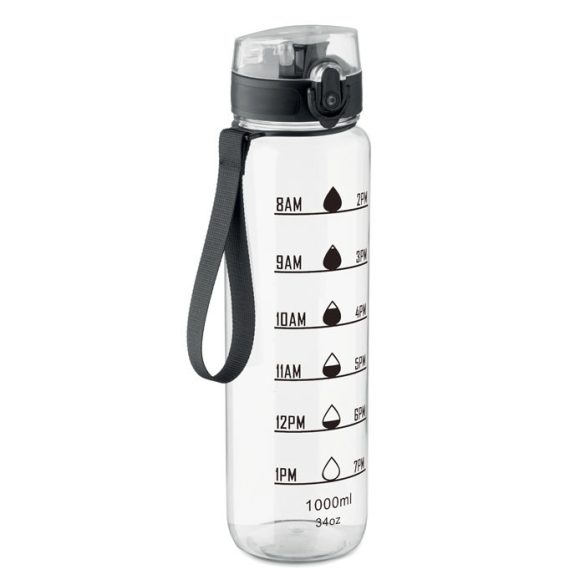 Sticla de apa sport RPET 1L, RPET, transparent