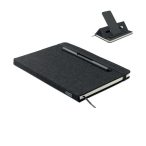 Notebook A5 cu suport telefon, RPET, negru