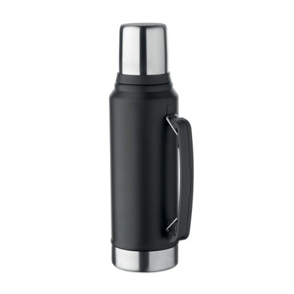 Sticla cu perete dublu 1L, Stainless steel, negru