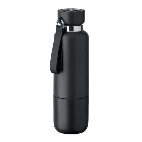 Sticla cu perete dublu 500ml, Stainless steel, negru