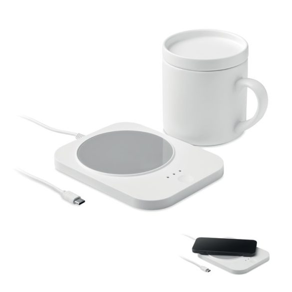 Set incalzitor cana si charger, ABS, alb