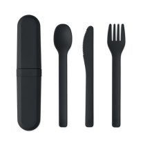 Set tacamuri si cutie din PLA, Plastic, negru