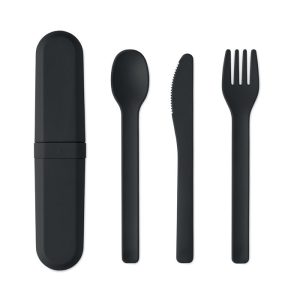 Set tacamuri si cutie din PLA, Plastic, negru