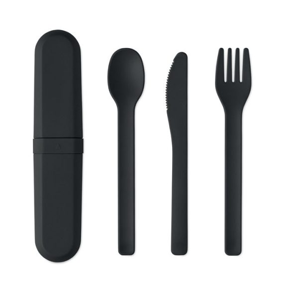 Set tacamuri si cutie din PLA, Plastic, negru