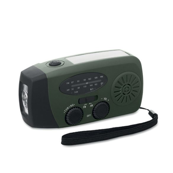 Radio portabil cu lanterna LED, ABS, verde inchis