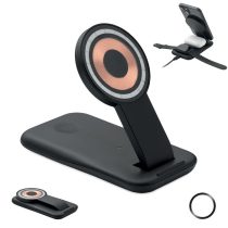 Incarcator wireless 3 in 1 15W, ABS, negru