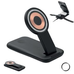 Incarcator wireless 3 in 1 15W, ABS, negru